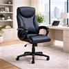 Yellowshop - Poltrona da Ufficio Direzionale Ergonomica MAYOR, Rivestimento in Ecopelle Grigio e Nero, Braccioli Imbottiti, Schienale Alto, Girevole e Regolabile in Altezza (Nero)