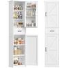 TEENFON Credenza Cucina Alta e Stretto, Mobile Dispensa Cucina 2 Ante e 1 Cassetto con Ripiani Regolabili e Portaspezie sulla Porta, Armadio Multiuso per Cucina, Soggiorno, Bagno, 40x30x170 cm, Bianco