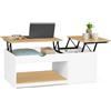 IDMarket - Tavolino ELEA a 2 ante sollevabili con struttura in legno bianco ed effetto faggio