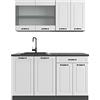 Vicco Cucina completa R-Line, Bianco rustico, 140 cm senza piano di lavoro, adatto per l'espansione flessibile con moduli aggiuntivi