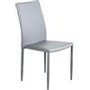 milani home - sedia da pranzo in ecopelle, grigio chiaro, con gambe in acciaio, 41 x 50 x 91 cm