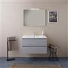 Kiamami Valentina - Mobile bagno sospeso 80cm 2 cassetti bianco bosco, lavabo e specchio 80x60 Barcellona