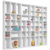 Creative Deco Bacheca da Parete Portaoggetti, Scaffale Legno Bianco | Espositore con Divisori 51 Scomparti | 52 x 46 x 5 cm | Mensola, Vetrina Espositiva | Portagioie per Stoccaggio e Decorazione