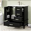 Lcoho Mobile da bagno, 73 x 45,5 x 83,5 cm, completamente verniciato, tre cassetti silenziosi, ripiani regolabili, lavabo in ceramica integrato, colore: nero