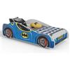 KOBI Letto per bambini Bat Car | 140 x 70 cm | Multicolore | Tema Batman Batmobil Supereroe | Con rete e materasso | Letto capanna con barriere