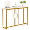 RELAX4LIFE Tavolo Consolle da Ingresso Oro 120cm, Tavolo Moderno con Piano in Marmo, Telaio in Metallo Resistente, Salvaspazio, Antiribaltamento, per Entrata, Corridoio, 120x30x80,5cm