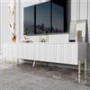 Witimisy Mobile TV, gambe dorate, design porta scanalato, 190 x 38 x 48 cm (bianco)