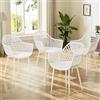 buybyroom Set di 4 poltrone da salotto, sedia da pranzo, realizzata in polipropilene e metallo e può sopportare un peso di 120 kg, colore bianco