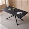 JZGORC Tavolo da pranzo rettangolare, tavolo da cucina moderno, piano in MDF giuntato 180x90cm, gambe a croce in metallo, può ospitare 6-8 persone (imitazione marmo nero)