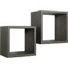 MODULARREDO | Q-BIS MAXI Set di 2 Mensole da Muro, Cubi Arredo, Mensole Cubo, Cubi da Parete, 35x35 p23.7 cm e 31x31 p23.7 cm, Rovere Scuro, Kit Tasselli Incluso - Made in Italy
