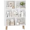 EXSELTMAN Libreria Scaffale a 7 Cubi, 80x24x110cm, Libreria verticale, Organizzatore Autoportante, Divisorio per Stanza, Espositore per Soggiorno, Camera da Letto, Ufficio, Bianco