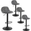 WOLTU Set di 4 Sgabelli da Bar con Schienale Sedia Alta da Cucina Imbottita Seduta Regolabile in Altezza 60-82cm con Poggiapiedi Girevole a 360° in Velluto, Grigio Scuro BH317dgr-4