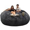 bananair - Pouf Poltrona a Sacco Gigante in Pelliccia Sintetica - Ultra Morbido e Confortevole - Fodera Lavabile - Imbottitura in Schiuma, Qualità Premium - Bean Bag XXL (180 cm, Grigio)