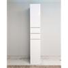 Generico Colonna bagno a terra bianco lucido cm l30 x p33,5 x h190 con 2 ante e 2 cassetti - Made in Italy