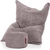 Green Bean© Set XXL con Pouf Abbinato - Cuscino da Pavimento Reclinabile con Riempimento EPS | Lavabile per Interni Grigio