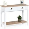 IDMarket - Consolle country a 2 cassetti ISIS 1 ripiano legno e bianco