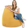 Italpouf Poltrona Sacco XXL Gigante, Interno, Velluto Morbido, Adulti, Riempimento Perle Polistirolo, Sfoderabile, Lavabile, Senape, 130x100 cm
