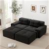 Bladez Moderno divano modulare Cloud Boneless a forma di U, divano in cord-cloud con seduta profonda e pouf, divano letto modulare senza montaggio, braccioli larghi, base antiscivolo, per soggiorno