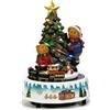 COSE DA CASA Giostra Carillon Natalizia con Luci Suoni Trenino in Movimento Villaggio Albero con Stella Oro Orsetti H.21,5 cm Decorazione Natale in Scatola Regalo