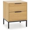 HOMN LIVING Comodino Auri con 2 cassetti, Colore Rovere, 50 cm (Larghezza) 40 cm (profondità) 55 cm (Altezza)