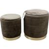 Italia Magazzini Set 2 Pouf Contenitore Rotondi In Velluto Design Elegante Moderno Casa Salotto Sgabello Poggiapiedi Tondo Con Coperchio Rimovibile (Marrone)