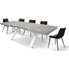 PAZZO DESIGN Tavolo Allungabile Iride, Tavolo Soggiorno, Cucina, Gambe Incrociate X Bianche, Made in Italy, Grigio Cemento, 160x90x76 cm - id_2237