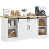 HOMCOM Credenza, mobile contenitore, con 2 ante scorrevoli, ripiani regolabili, per soggiorno, sala da pranzo, corridoio, 150L x 40D x 72H cm, legno, rovere bianco