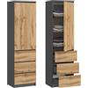 Home Collective Armadio, guardaroba, armadio multiuso con 3 ripiani e 3 cassetti | armadio compatto e funzionale per camera da letto, corridoio o studio | 40x50x180 cm (LxPxA) | antracite rovere