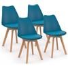 IDMarket - Set di 4 sedie da pranzo scandinave SARA blu anatra