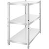 XUEMANSHOP Tavolo da cucina in acciaio inox, 80 x 80 x 40 cm, 3 ripiani, da lavoro, cucina, carico 50 kg, stabile, per dispense, gastronomia, cucine grandi