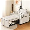 KecDuey Divano letto 3 in 1 estraibile, con portabevande e supporto per cellulare, sedia a sdraio, poltrona, perfetto per piccoli spazi (beige)