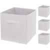 Mendler Set 4X cestini contenitori portaoggetti Pieghevoli HWC-C21 bambù 32x32x32cm - Bianco