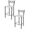 t m c s Tommychairs - Set 2 sgabelli alti modello Elegance per cucina e bar, struttura in acciaio verniciata colore nero e seduta imbottita e rivestita in pelle artificiale colore bianco