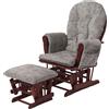 Mendler Poltrona a dondolo HWC-C76 sedia relax poggiapiedi Stoffa/tessuto ciniglia (465g/m²) - grigio chiaro, struttura scura