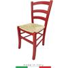 ZStyle Sedia Venezia Legno Colorata Ristorante Agriturismo Cucina Casa Paglia - Verde Blu Giallo Rosso (Rosso)
