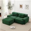 Bladez Boneless - Divano angolare modulare a forma di L, con seduta profonda e ottomano, divano letto senza montaggio, braccioli larghi, base antiscivolo, per soggiorno (verde, 2 posti+1)