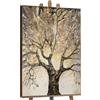 YS Quadro Albero della Vita su Tela | Sfondo Oro Rami Scuri | Arte Simbolica della Natura | 40x60 cm Incorniciato | Soggiorno, Camera, Regalo Significativo