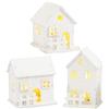 Fulenyi 3 Pezzi Villaggio Natalizio Luminoso, LED Casette In Miniatura Natale, Villaggio Natalizio con Luci, Decorazioni Legno Natale, Villaggio di Natale con Inverno Bianco Luce Calda Animato Paesaggio