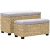 vidaXL 2X Panche Set in Giunco Grigio Divanetti Cassapanche Sedute Salotto