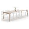 Mobili Fiver, Tavolo Consolle Allungabile, modello Classico, 45(306,2) x90 cm, Olmo perla, fino a 14 posti, Consolle da Soggiorno, Made in Italy
