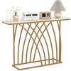 RELAX4LIFE Consolle Ingresso Moderna 120X30X80cm, Struttura in Metallo Resistente, Piano Effetto Marmo Bianco, Piedini Regolabili, Tavolo Consolle Salvaspazio per Soggiorno e Ingresso, Oro