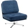 HOMCOM Poltrona Salotto Girevole Rivestita in Ciniglia con Seduta Larga, Poltroncina Camera da Letto Moderna con Gambe in Metallo per Soggiorno, Blu Scuro