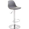 CLP Sgabello Design Kiel in Polipropilene E Similpelle I Sgabello Bar Cucina Imbottito Girevole E Regolabile, Colore:Grigio, Colore del Telaio:Cromo