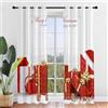 Odot Natalizie Tende per Interni 2 Pezzi con Occhielli, Tende Voile Semi Trasparente Regalo di Natale Stampa Tende Moderno per Camera da Letto, Cucina, Soggiorno, Balcone (140x275cm,Bianco)
