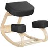 Vinsetto Sedia Ergonomica con Inginocchiatoio in Legno di Betulla, Sedia Posturale con Cuscino in Gommapiuma e Poliestere per Casa e Ufficio, Nero