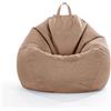 Treer Fodera per Pouf a Sacco Contenitore Tinta Unita Copertura per Poltrona Sacco Senza Imbottitura, Lino Pouf a Forma di Pera Bean Bag Cover con Cerniera (80x90 cm,Cammello)