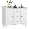 HOMCOM Credenza Soggiorno in Legno con 3 Cassetti e 2 Armadietti a 2 Livelli, Mobile Soggiorno Moderno e Multiuso per Cucina, Sala da Pranzo e Ingresso, 90x32x80 cm, Bianco