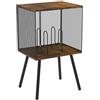Hellery Supporto per Giradischi Con Mobiletto Portaoggetti, Mobile Giradischi Con Divisori Regolabili, Porta Dischi Vinile in Legno E Ferro, Ripiano Inferiore PUò Contenere Fino a 100 Album
