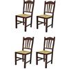 t m c s Tommychairs - Set 4 sedie modello Silvana per cucina bar e sala da pranzo, robusta struttura in legno di faggio color noce scuro e seduta in paglia