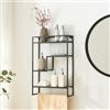 [en.casa] Scaffale da Parete da Bagno con Barra Portasciugamani con 4 Vani 4 Ripiani da Cucina 60 x 40 x 13 cm in Acciaio - Nero